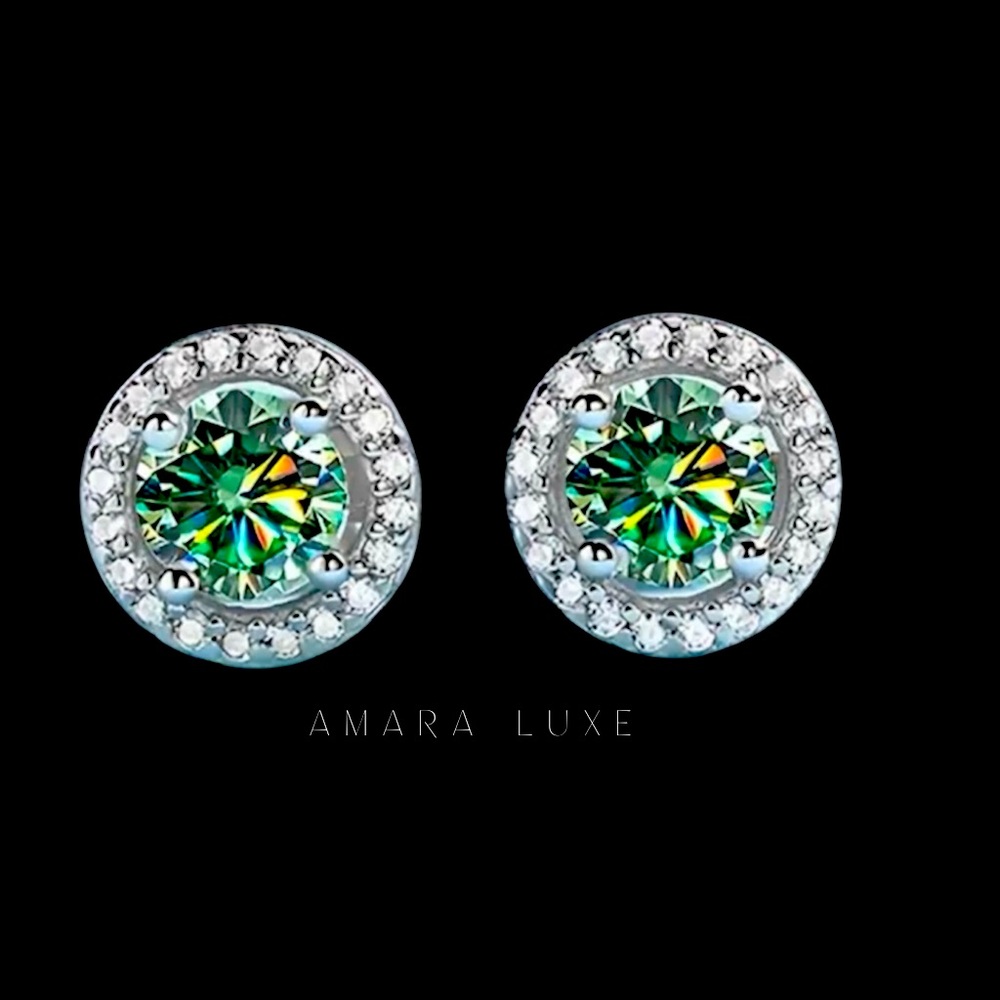 GRA Green Moissanite Studs
